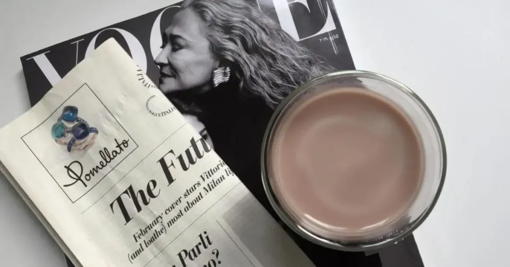 vogue magazin and a cup of coffee