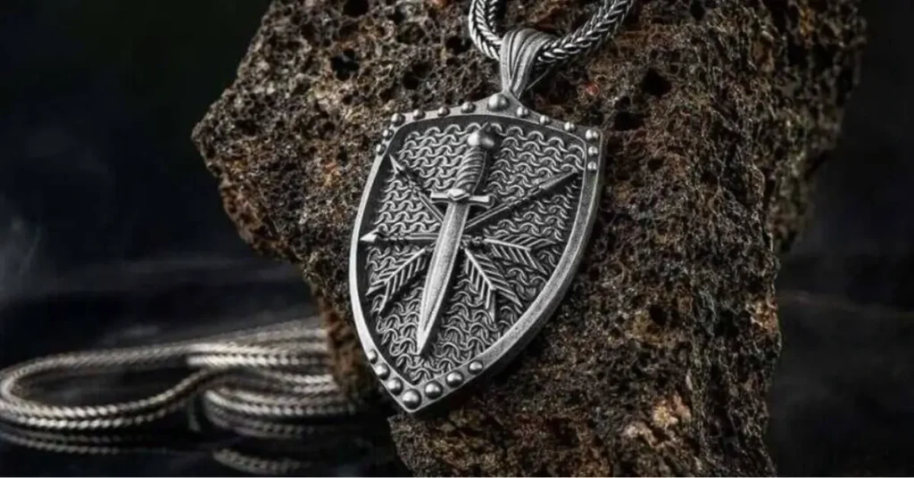 silver chain with sword symbol