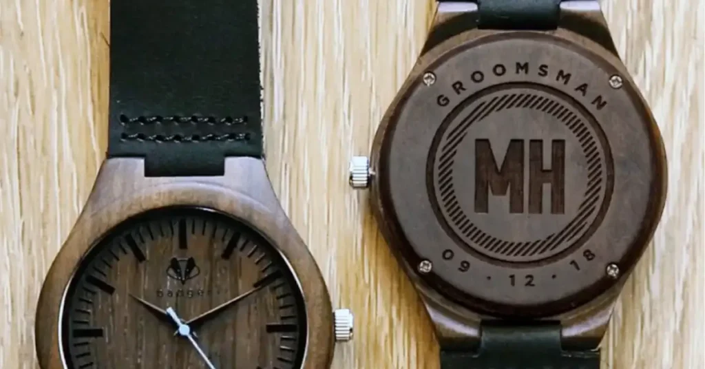 wooden engraved watch