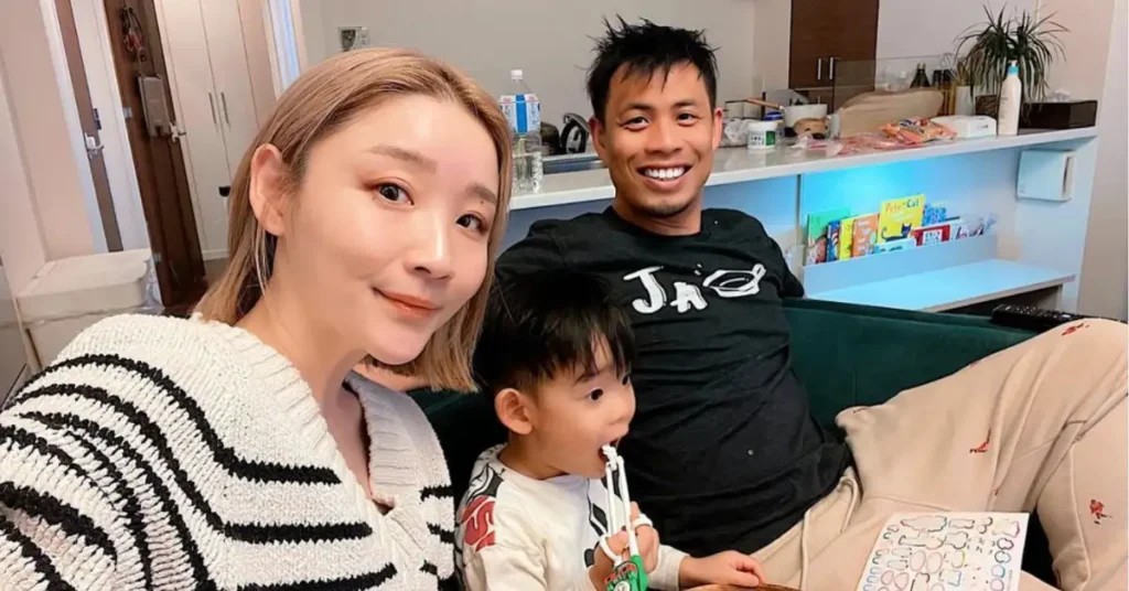asian family with 2 year old child