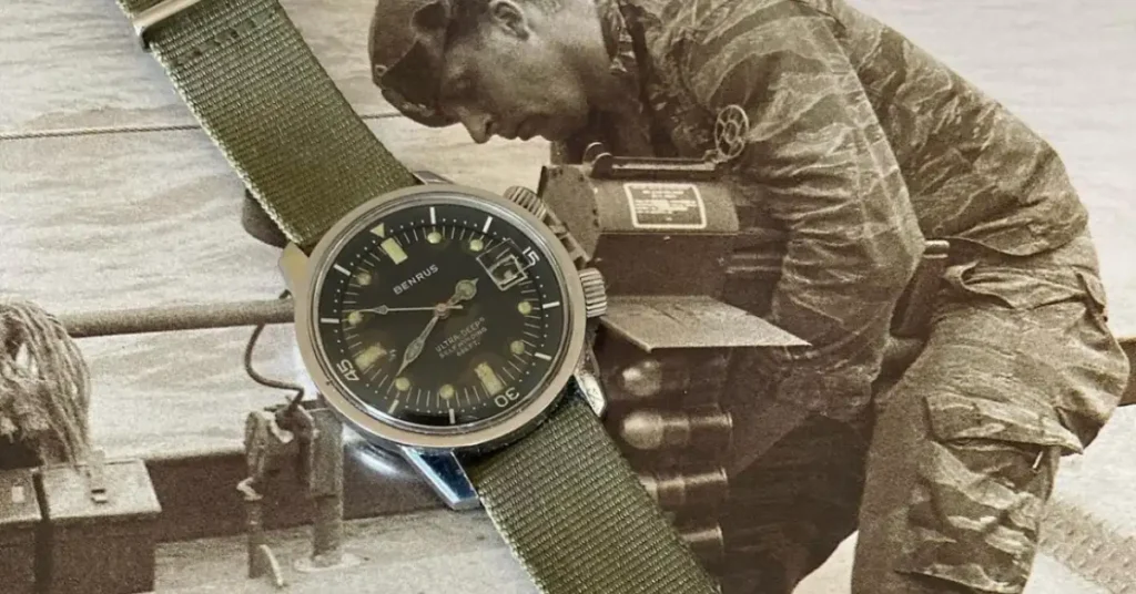 vietnam war themed green watch