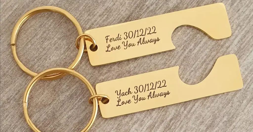 golden engraved key chains