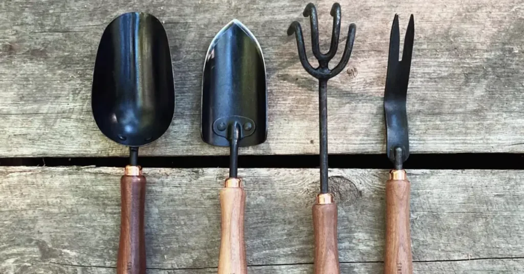 four gardening tools