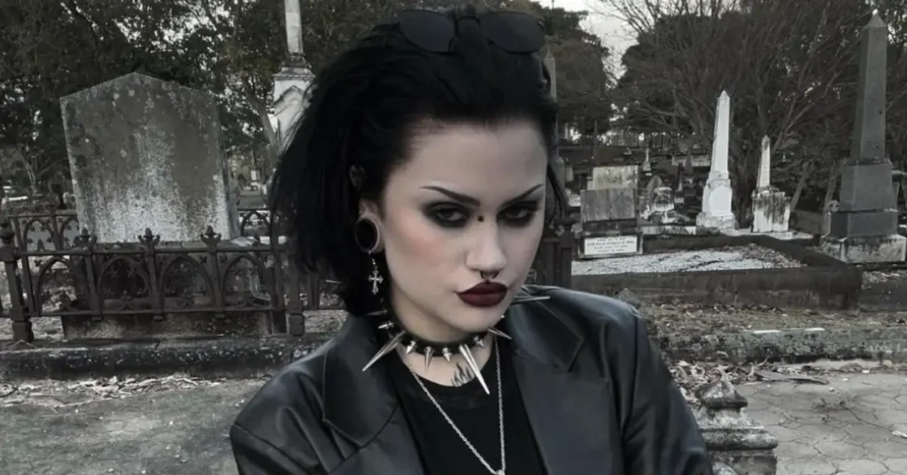 goth girl in a grave yard