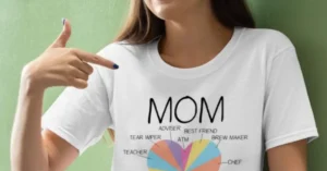 mom showing on her shirt