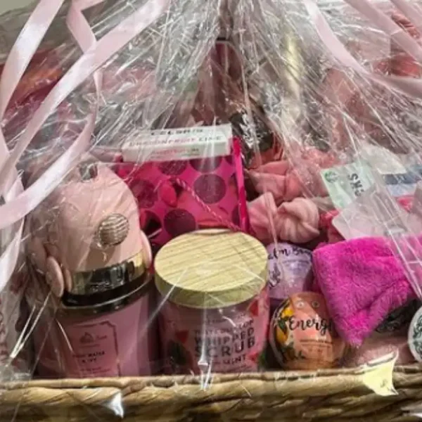 pink gift basket