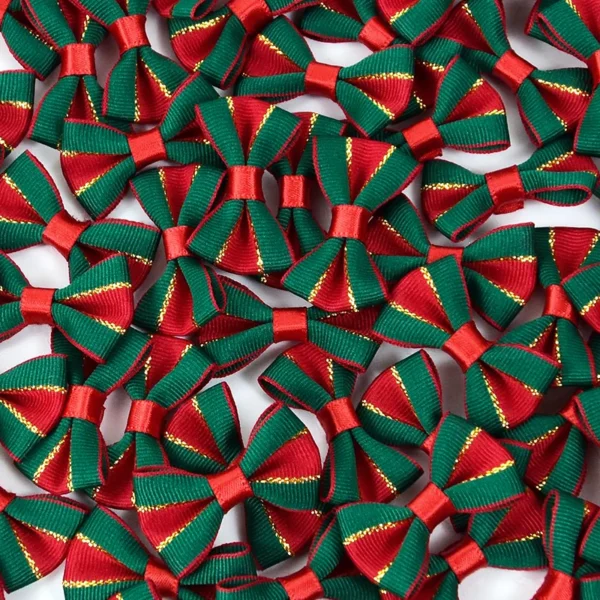 Christmas Bows Red Green Satin Ribbon