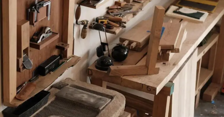woodworking tools on a workbench