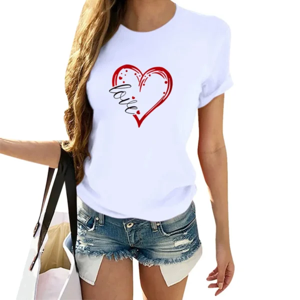 Valentine Couple Shirts in white worn by a woman