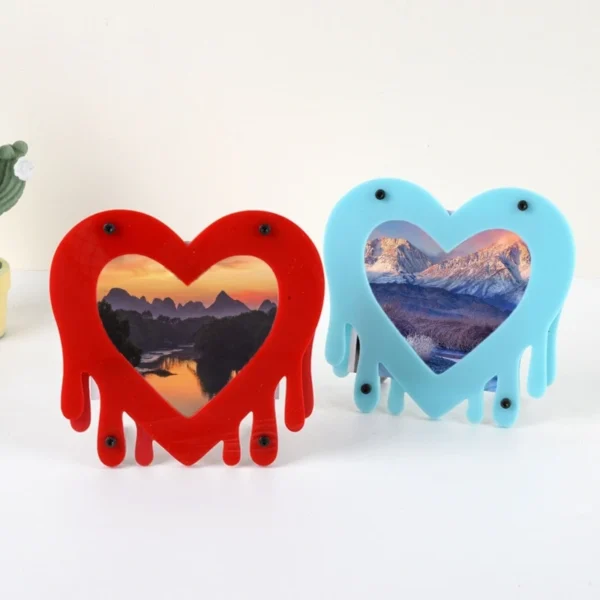 Valentines Frames in blue and red heart form with photo