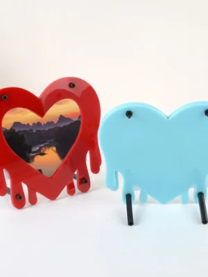 Valentines Frames in blue and red heart form