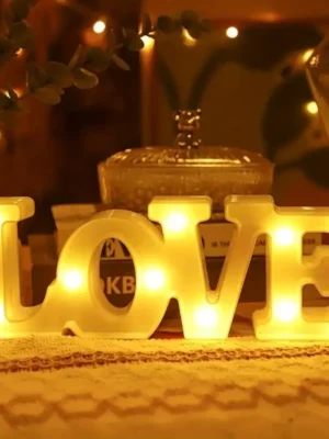 Valentines Room Decor love word written shining