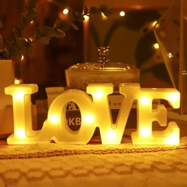 Valentines Room Decor love word written shining