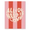 Valentines Day Wall Decor as a all you need is love poster on white background