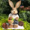 Straw Easter Decor Bunny with flowers
